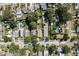 High angle of homes with some pools, cars, and lots of trees in a neighborhood layout at 6658 Stewart N Ave, St Petersburg, FL 33702