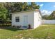 Outbuilding with white paint, surrounded by a lush green lawn and trees at 6658 Stewart N Ave, St Petersburg, FL 33702