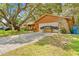Property featuring an attached two-car garage and manicured landscaping at 8268 Garrison St, Spring Hill, FL 34606
