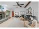 Comfortable living room featuring modern furniture and light wood flooring at 8268 Garrison St, Spring Hill, FL 34606