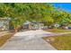 Charming single-story home featuring a gravel driveway and a light blue front door at 1752 42Nd S St, St Petersburg, FL 33711