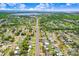 Long-distance aerial view shows the location of home in relation to the long road and nearby communities at 201 83Rd N Ave, St Petersburg, FL 33702