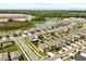 Residential community featuring houses with well manicured lawns near a scenic lake at 22359 Storybook Cabin Way, Land O Lakes, FL 34637