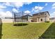 Large grassy backyard with trampoline and fenced perimeter at 22359 Storybook Cabin Way, Land O Lakes, FL 34637