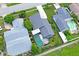 Aerial view of the property showcasing the pool, backyard, and surrounding neighborhood at 3113 Chamblee Ln, Clearwater, FL 33759