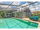 This spacious pool features a covered area for entertainment and plenty of room for outdoor activities at 3113 Chamblee Ln, Clearwater, FL 33759