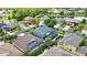 Aerial view of a two-story home with a screened pool and lush landscaping in a residential community at 3241 Evening Breeze Loop, Wesley Chapel, FL 33544