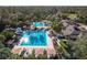 A birds eye view of the expansive community pool, waterslide and cabanas for residents at 3241 Evening Breeze Loop, Wesley Chapel, FL 33544