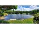 Beautiful pond view surrounded by lush greenery and blue skies at 3493 Kings Rd # 106, Palm Harbor, FL 34685