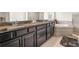 Bathroom featuring double sinks, granite countertop, and a luxurious soaking tub at 4607 Los Robles Ct, Palmetto, FL 34221