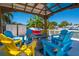 Cabana featuring colorful Adirondack chairs around a fire pit at 5730 Imperial Ky, Tampa, FL 33615