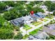 Aerial view of the neighborhood, showcasing the homes in the area, with a red pin on the subject property at 1015 W Charter St, Tampa, FL 33602