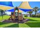Charming community playground covered with shades and overlooking waterfront and manicured lawn at 14060 102Nd Ave, Largo, FL 33774