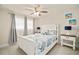 Inviting bedroom with a white bed, coastal decor, and a ceiling fan for added comfort at 1712 Azalea Ct # B, Oldsmar, FL 34677
