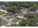 Overhead view displaying the property's layout, yard, landscaping, and surrounding residential area at 2123 Indigo Dr, Clearwater, FL 33763