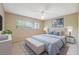 Inviting bedroom with a plush bed, bench and side tables, complemented by natural light from the window at 2192 Swedish Dr # 26, Clearwater, FL 33763