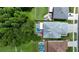Birds eye view of this home's large yard, screened pool, and outdoor living area at 25435 Bruford Blvd, Land O Lakes, FL 34639