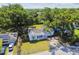 Aerial shot of cozy home nestled among lush trees, featuring an inviting front yard and quaint curb appeal at 3809 N 14Th St, Tampa, FL 33603
