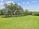 Expansive backyard with mature trees, lush green grass, and a peaceful pond, offering a serene setting at 422 Cypress View Dr, Oldsmar, FL 34677