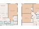 Detailed floor plan showcasing the layout of the bedrooms, kitchen, bathrooms, and living spaces at 422 Cypress View Dr, Oldsmar, FL 34677
