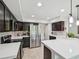 Modern kitchen featuring stainless steel appliances, dark wood cabinets, and white countertops at 422 Cypress View Dr, Oldsmar, FL 34677