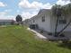 Spacious backyard featuring mature palm trees, well maintained lawn, and small rock garden at 702 Cypress Pl, Sun City Center, FL 33573