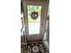 Charming front door view with decorative wreath, showcasing a welcoming entrance and the home's curb appeal at 7427 Banner St, New Port Richey, FL 34653