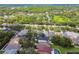 Picturesque aerial view of a neighborhood, with tree-lined streets and homes with backyard pools and greenery at 13310 Tiger Lilly Ln, Tampa, FL 33625