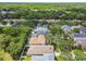 Serene aerial shot of a neighborhood showcasing lush trees, manicured lawns, and backyard pools at 13310 Tiger Lilly Ln, Tampa, FL 33625