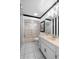 Bathroom featuring black and white striped walls and modern fixtures at 1617 Leland Dr, Sun City Center, FL 33573