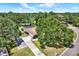 Aerial view of a home with a screened pool, lush landscaping, and surrounding mature trees at 2515 Pemberton Creek Dr, Seffner, FL 33584