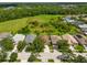 Residential aerial of homes and neighborhood showcasing nearby green space and landscaping at 27652 Sky Lake Cir, Wesley Chapel, FL 33544