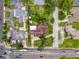 A bird's-eye view depicts the property within its surrounding neighborhood and street access at 425 49Th N St, St Petersburg, FL 33710