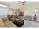 Spacious living room flowing into the kitchen with ample seating, fireplace, and natural lighting at 4428 Gevalia Dr, Brooksville, FL 34604