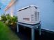 Generac backup generator situated on the side of home and surrounded by landscaping at 5307 Wishing Arch Dr, Apollo Beach, FL 33572