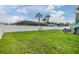 Expansive backyard features lush green lawn, privacy fence, and mature palm trees at 7046 Frascati Loop, Wesley Chapel, FL 33544