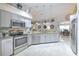 Modern kitchen with stainless steel appliances, granite countertops, and ample storage space at 7254 Parkersburg Dr, Wesley Chapel, FL 33545