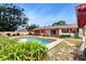 Inviting backyard pool and covered patio for relaxation and entertaining at 7710 Jackson Springs Rd, Tampa, FL 33615