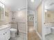 Nicely updated bathroom featuring an accessible shower and marble sink at 10033 64Th N Ave # 4, St Petersburg, FL 33708