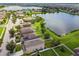 Aerial view of homes next to a lake in a residential neighborhood at 1012 Seminole Sky Dr, Ruskin, FL 33570