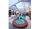 Inviting screened-in pool and spa area with string lights for evening ambiance at 14509 Thornfield Ct, Tampa, FL 33624