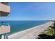 Aerial view of the beach, offering a stunning perspective of the ocean and coastline at 1520 Gulf Blvd # 1502, Clearwater Beach, FL 33767