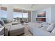 Cozy living room with floor-to-ceiling windows offering stunning ocean views, comfortable seating, and modern decor at 1520 Gulf Blvd # 1502, Clearwater Beach, FL 33767