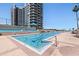 The swimming pool has lane lines and is ready for the residents to use at 1520 Gulf Blvd # 1502, Clearwater Beach, FL 33767