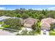 A high-angle view of cozy residential properties surrounded by green trees and a peaceful pond at 3409 61St E Ter, Ellenton, FL 34222
