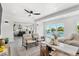 Open living area with views of the pool and backyard, seamlessly connecting indoor and outdoor spaces for modern living at 380 Colony Point S Rd, St Petersburg, FL 33705