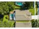 Overhead view of a home with a private pool, screened lanai, and neatly landscaped backyard at 4511 Preston Woods Dr, Valrico, FL 33596
