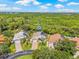 Aerial view of a residential area backing up to a lush forest at 5270 White Sand Ne Cir, St Petersburg, FL 33703