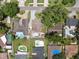 Aerial view of the property with a private screened pool and well-maintained landscaping at 8306 N Gomez Ave, Tampa, FL 33614