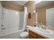Bathroom showcasing a shower and tub combo with a single vanity at 8607 Tidal Breeze Dr, Riverview, FL 33569